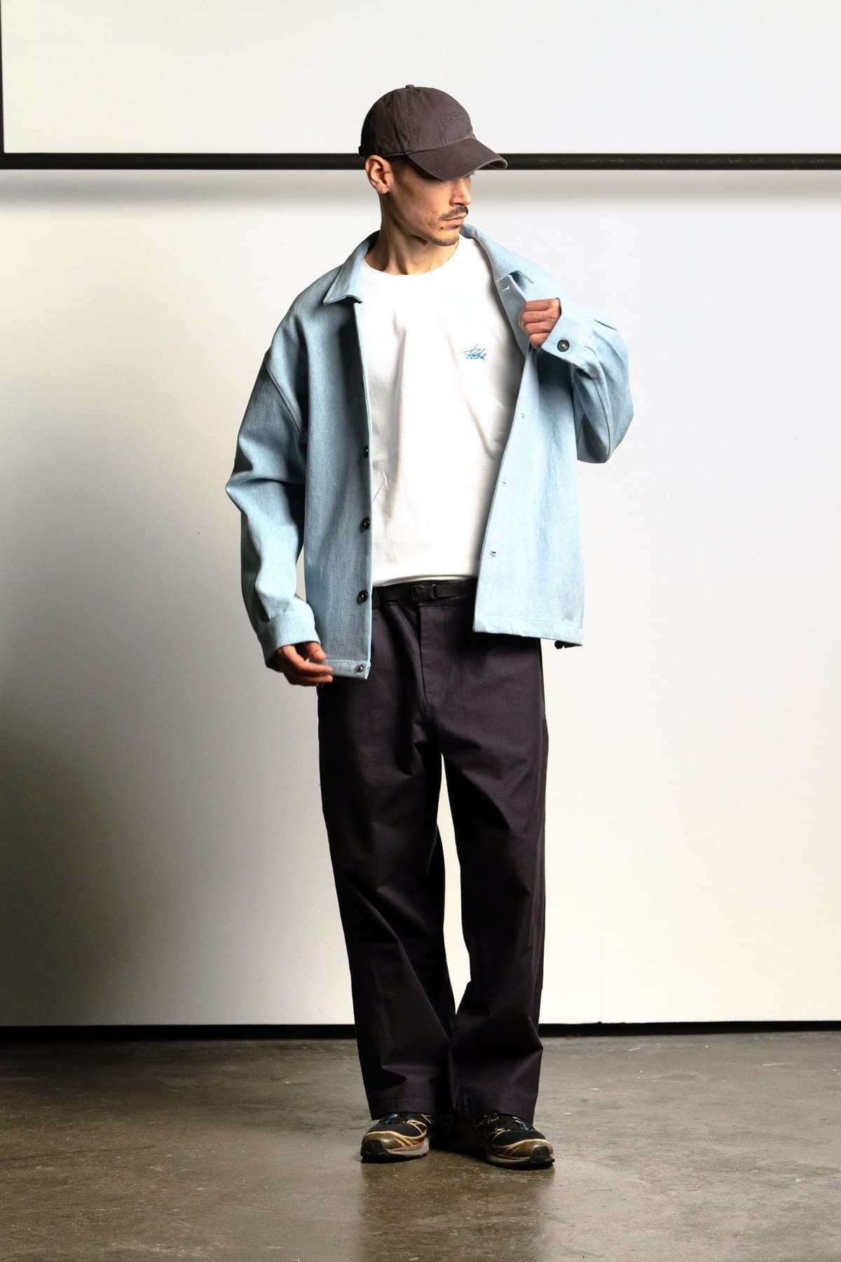Chambray Coach Jacket — On model