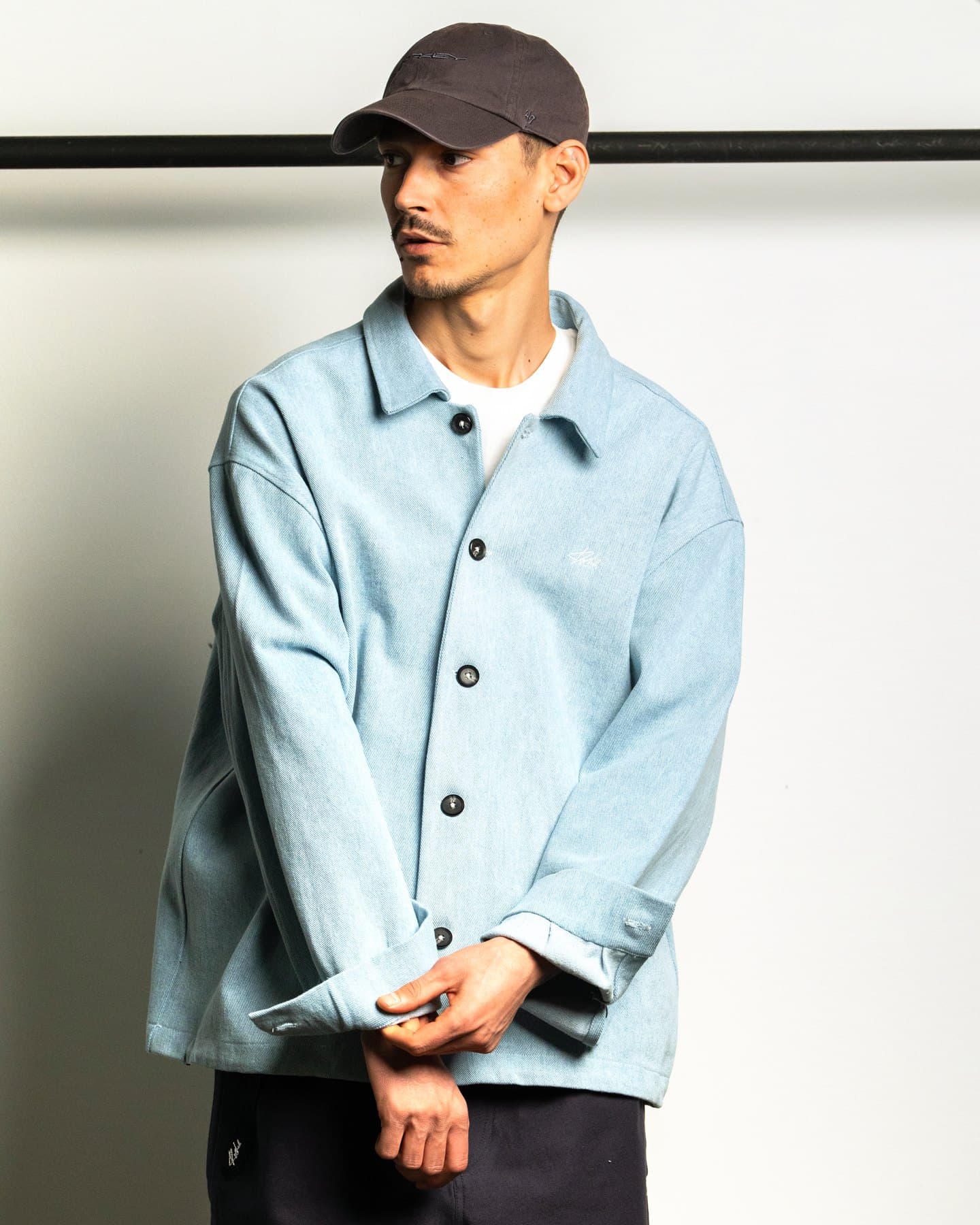 Chambray Coach Jacket — On model