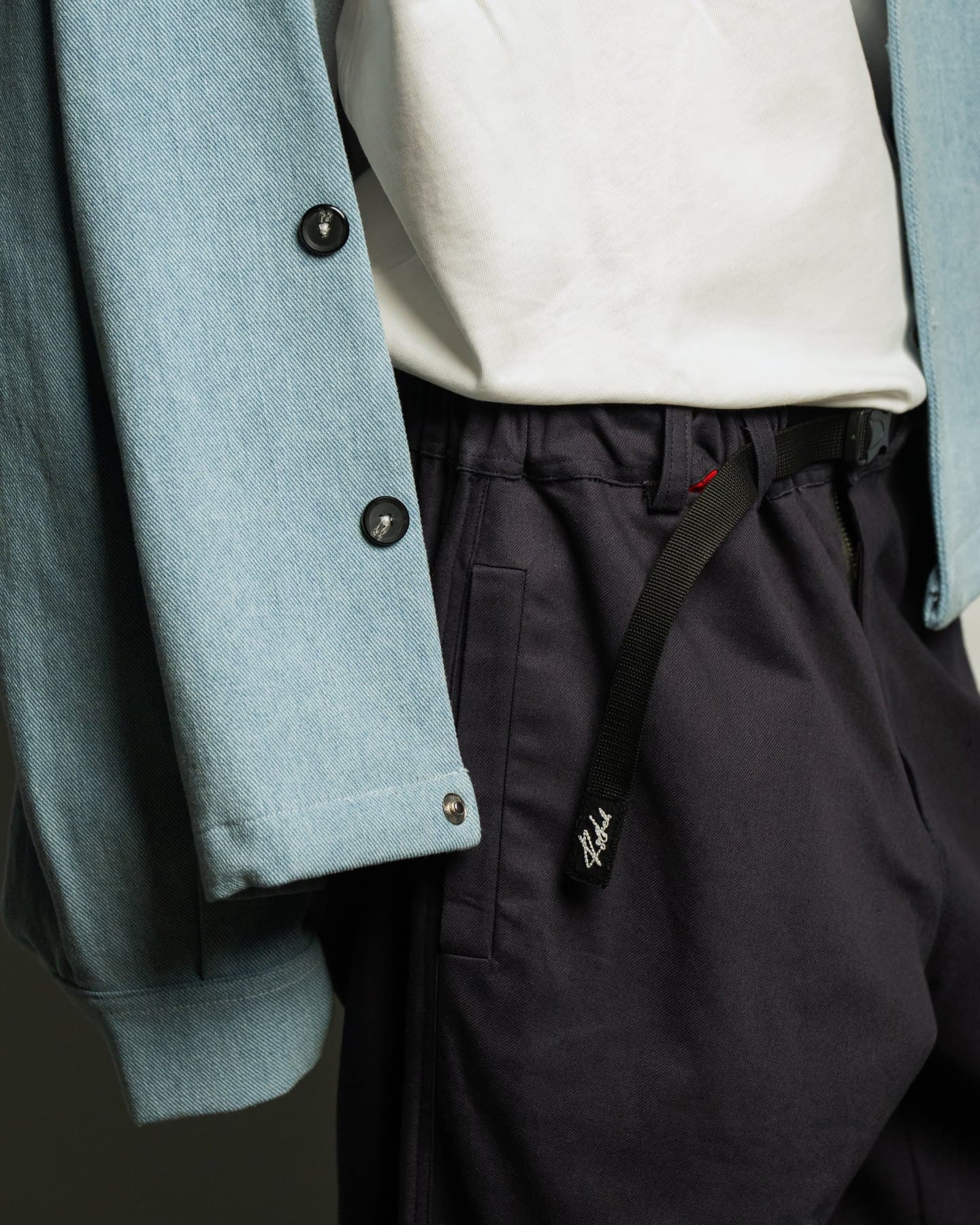 Chambray Coach Jacket — Pocket detail