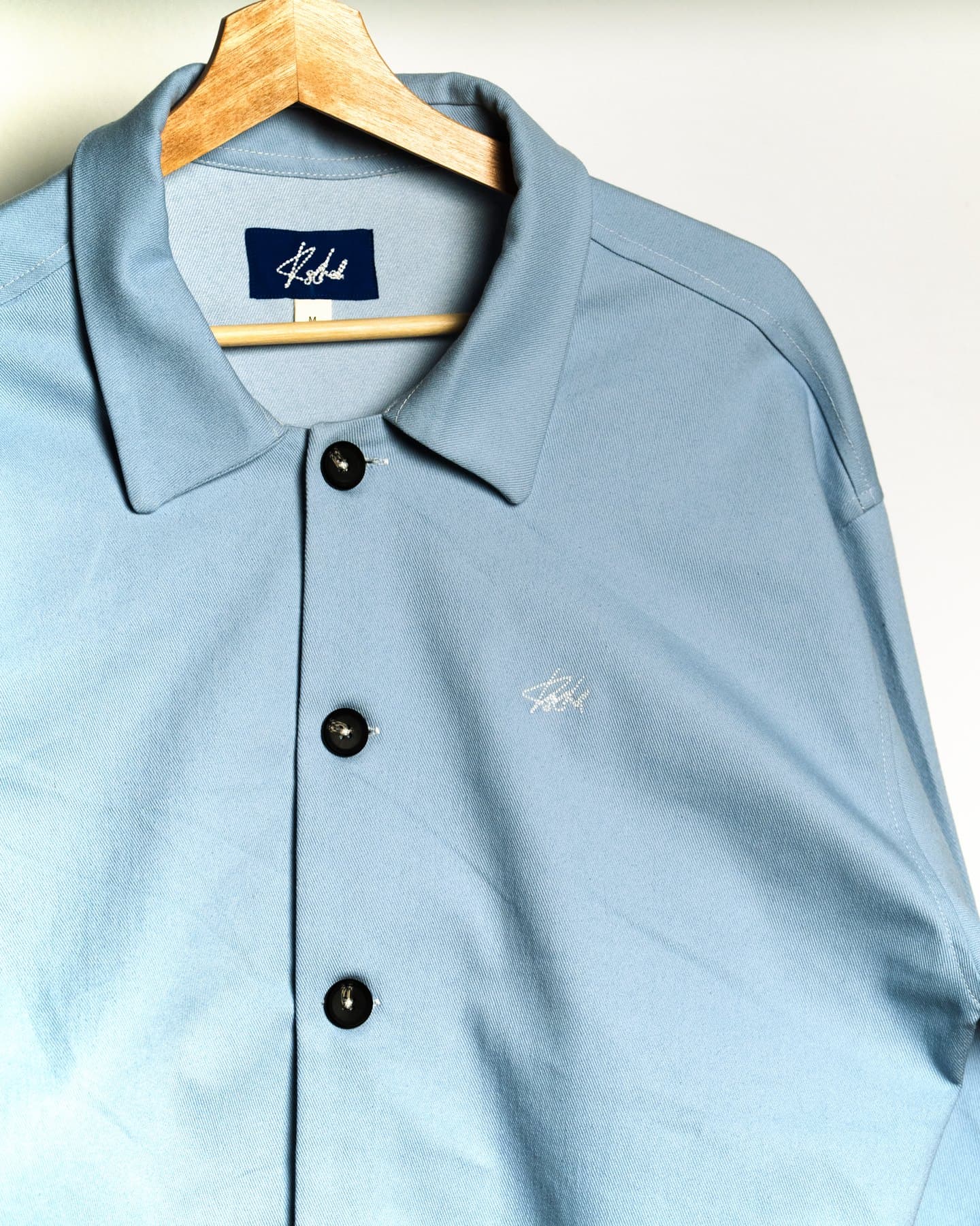 Chambray Coach Jacket — Collar detail