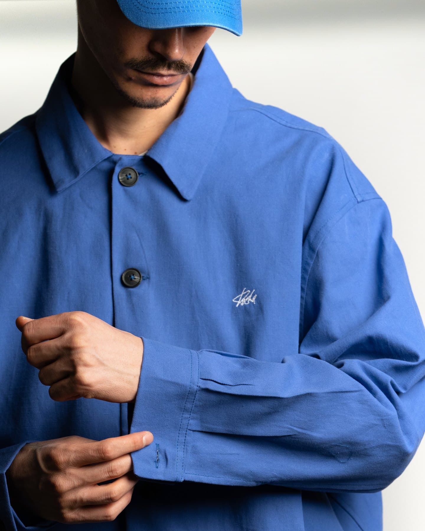 Cobalt Coach Jacket — Chest detail