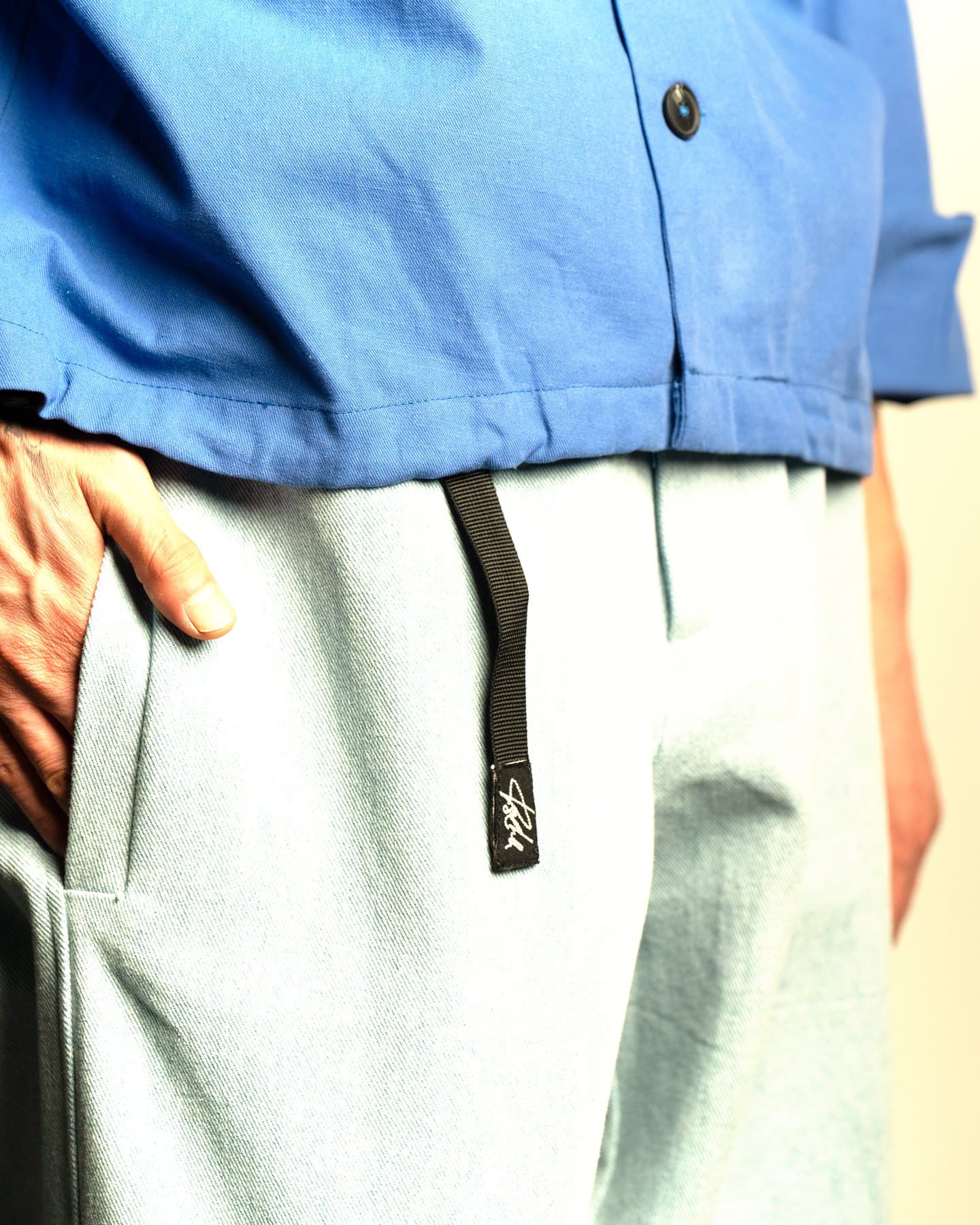 Cobalt Coach Jacket — Hem detail