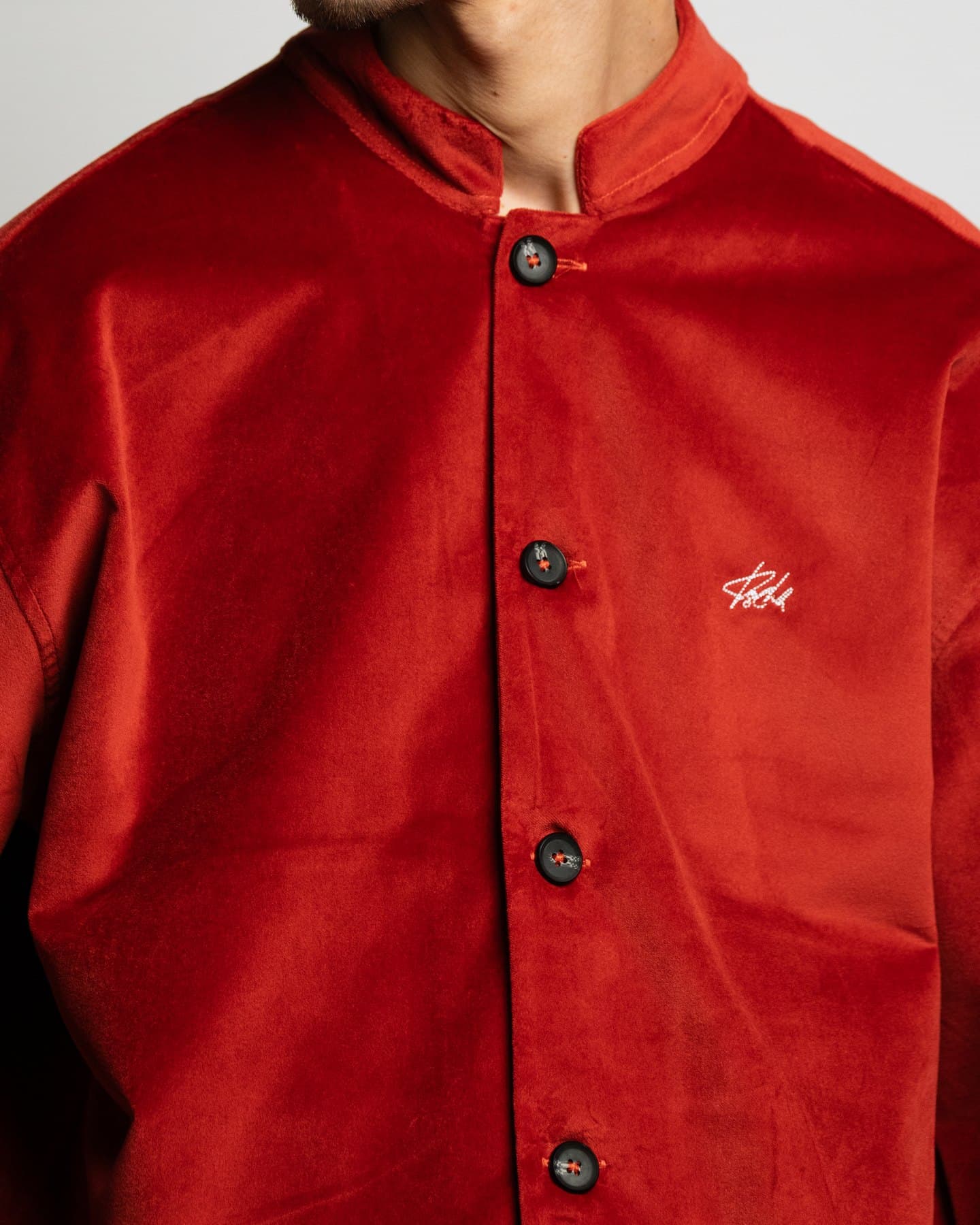 Red Coach Jacket — Front, close