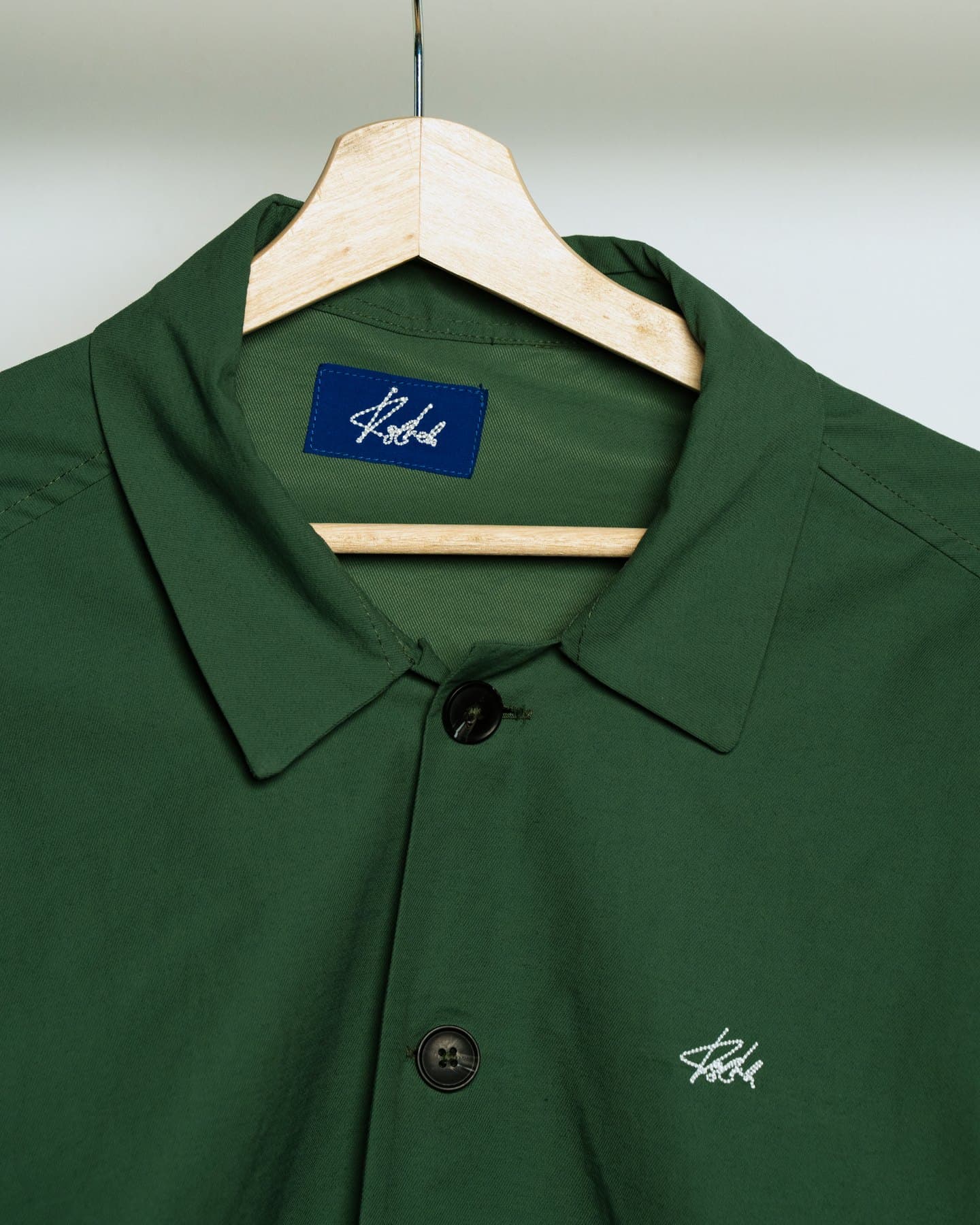 Sage Coach Jacket — Collar and label